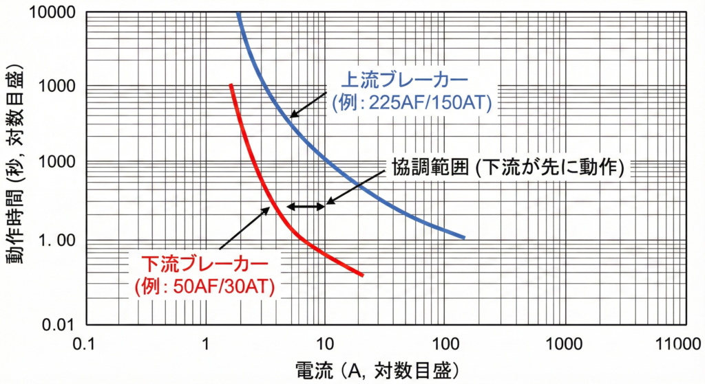 【図解：動作特性曲線による協調の確認】
